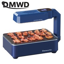 dmwd 110v220v 전기 적외선 케밥 그릴 로스터 무연 바베큐 기계 오븐 꼬치 로티세리 스토브 철판 베이킹 팬, 푸른, 영국