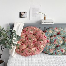 마이룸엔 로즈골드 플라워 꽃무늬 면 대형 원형 애견 대방석, 로즈골드 원방석 60cm _그린