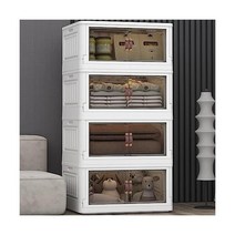 Shelime 뚜껑이 있는 접이식 쌓을 수 보관함 - 4팩 78 2L(23갤런) 보관 상자 오픈 프론트 도어 및 바퀴 포함 옷장 정리함 장난감 의류 책용, Brown_23 Gallon (Pack of 4)