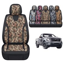 정품 GXT 자동차 시트 커버 풀 세트 방수 가죽 포함 쿠션 픽업 트럭용 일부 2009- 포드 F-150 모델 및 2017- F250 F350 F450 모델용 (블랙), Full Set (Front + Rear Seat), Camouflage Green