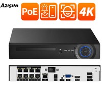 휴대용녹음기 AZISHN-4K 오디오 네트워크 비디오 레코더 H.265 4CH 8CH 16CH POE NVR 얼굴 인식 보안 감시 CCTV 레코더, 1T_16CH