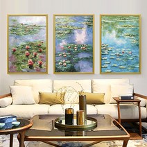 세계명화 DIY 보석십자수 드 그림 가득 거실 3연화 모네 수련 세계명화 십자수 20-96209, [AB컬러 다이아몬드 세폭 가득] 180X80센티, 1개