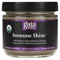 Gaia Herbs Immune Shine 잎새버섯 차가버섯 엘더베리 생강 함유 100 g(3.53 oz), 1개