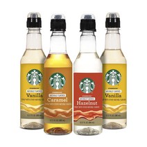 미국발송 스타벅스 헤이즐넛 카라멜 바닐라 라떼 시럽 세트 (360ml X 4병) Starbucks Variety Syrup Pack