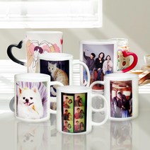 주문제작 반려동물 우정 커플 돌잔치 답례품 소량제작 포토머그컵, 11온스, 하트형