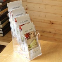 CEM821919A6 4단 리플렛꽂이 아크릴 꽂이판 클립 전단지꽂이 부착판 팜플렛꽂이 카탈로그 집게