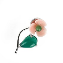 천연 소재 자개 꽃 송치 아게이트 원석 미니 자석 핀 브로치 부토니에 한복 옷핀 뱃지 브롯치 버튼 장미