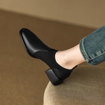 여름여성부츠 봄 가을 두꺼운 굽 직조 여성 신발 소가죽 미드힐 가죽