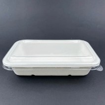 [CLS+] 직사각 펄프 용기 뚜껑 세트 50개 650ml 아이보리, 50개입, 1개
