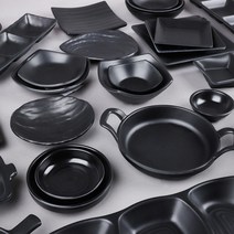 오메가키친 퓨전토기 멜라민 찬기 시리즈 업소용 그릇 먹토 블랙 (반찬그릇 앞접시) OMG, 58-4) 토속찜찬기(10 7446)