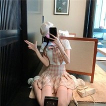 교복 반팔 와이셔츠 치마 리본블라우스 하복여름 우정룩 걸그룹 댄스의상
