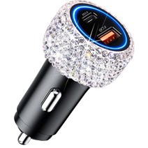 USB C Car Charger Adapter 54W Bling Diamond PD & QC 2-Port Type C Compact Car Charger Compatible for