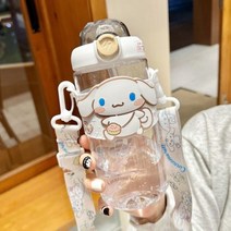 산리오 물병 물통 쿠로미 마이멜로디 헬로 키티 컵 학교 여름 여아 빨대 귀여운 시나모롤 시나, B