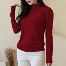 [오버나인] 여성 데일리 기본 반목 캐시미어 긴팔 니트