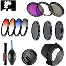 Uv cpl fld 스타 nd2 nd4 nd8 점진적 컬러 필터 렌즈 후드 캡 소니 dsc hx400v hx350 hx300 h400 디지털 카메라 청소 펜|Camera Fil, 1개, Gradual Gray, 단일
