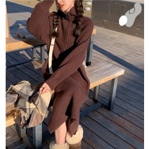 휴드 슬렛 목폴라 루즈 롱 원피스 4COLOR