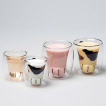 인블룸 러블리 고양이발 이중유리컵 (80ml 180ml), 풋프린트_180ml, 1개