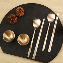 순수담 명인 명장 전통 방짜유기 2인 매화 술잔+수저세트