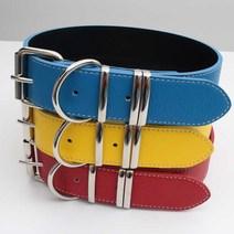 두툼 튼튼 강아지 목줄, 파랑, 봉제고리,무지