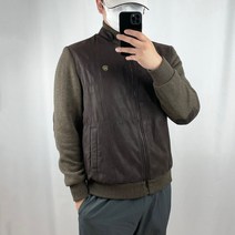 (구제의류) 메트로시티 골프 가죽 울 방풍 집업 니트 100 / 빈티지아워 230330