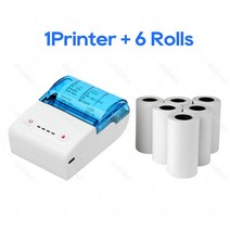 무제한미니 블루투스 휴대용 무선 감열식 영수증 프린터 58mm Loyverse POS 무료 앱 SII 안드로이드, 07 WH Add 6Rolls_01 EU 플러그