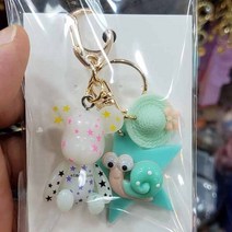 POPOBE 포포베 앉은 야광스타 달팽이 키링 열쇠고리 키홀더 키고리 가방고리, 1개