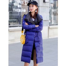 롱패딩 FTLZZ 여성 더블 양면 다운 롱 자켓 겨울 90% 화이트 오리 코트 브레스트 파커 스노우 아웃웨어