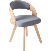 원목회전의자 나무 의자 식탁의자 페브릭 등받이 편한, 원목 회전의자  린넨 블루 45 x 73cm