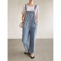 나니까 루즈핏 멜빵 청바지 포켓 데님 팬츠 배기 점프수트 청 바지 봄 여름 연청