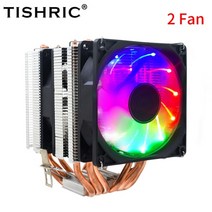 cpu tishric 46 히트 파이프 쿨러 팬 라디에이터 4 핀 pwm 팬 rgb 냉각 팬 인텔 lga2011 115x 1366 775 x79 x99 am3 am4, 2 팬 6 히트 파이프, am3-am2-fm2-fm1