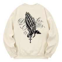 남자 여자 맨투맨 스웨트 셔츠 칸6312 KMC0117 염원 기모 - 크림