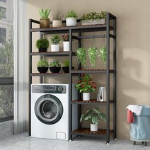 세탁기 랙 발코니 스토리지 랙 욕실 다용도실 스토리지 롤러 선반, 옵션, 19.120X30X170 블랙 로그