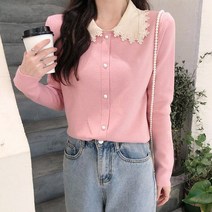 메이킹유 긴팔니트 프릴 카라 귀여운 데일리룩 여친룩 7510뉴델리니트