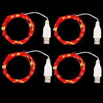 USB 실버 선조 LED 요정 문자열 조명 1M-5M 크리스마스 장식 홈 화환 정원 야외 방수 4개, 06 Red_03 3M 30Leds