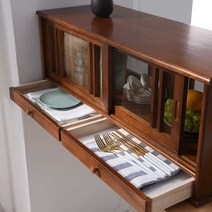 엔틱 그릇장 원목 심플 찬장 인테리어 카페 스튜디오, 4도어브라운