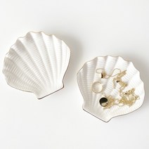 골드 조개 트레이 화이트 세라믹 감성소품 귀걸이 반지 주얼리 악세사리 촬영소품