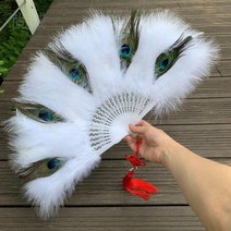 댄스부채 패션부채 중국풍 부채 파초선 합죽선, 공작새 깃털 부채 대홍색 강화판개, 1개