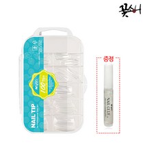 꽃소니 엔리안 네일팁 풀팁 클리어 네추럴 100팁 인조손톱, 1개, 풀팁 클리어 100