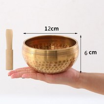 싱잉볼 명상주발 송발 구리 차임 요가 명상 음향 요법, 기린 부처님 사운드 그릇 구경12CM+나무 막대기