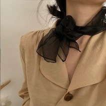 플리츠 스카프 여성 주름 쉬폰 루나 & 돌핀 봄 긴 스키니 100x16cm 스트링키 셀베지 오간자 오피스 나비 매듭 머리띠 가방 리본