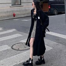 블랙 트렌치코트 여 봄 가을 2021 미디 데이 코트 브리티시 키 작은 놈들 유행RWTYI653-199_G