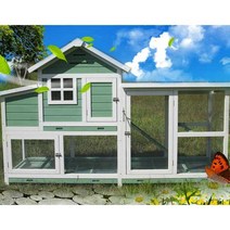 대형 원목 토끼집 닭장 하우스 정원 분뇨 농장 고급, 우드 XL