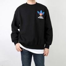 남녀공용 면 합포 심슨 캐릭터 오버핏 맨투맨 프린트 나염 데일리티셔츠