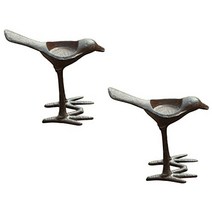 촛대 양초 홀더 캔들 유럽 인테리어 모던 캐스트 아이언 버드 티 라이트 세트 2 14 x 7 x 15 cm 금속 동물 그림 동상 장식 홈 가든 파티 장식