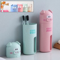 유아 어린이 휴대용 캐릭터 칫솔 칫솔통 양치컵 세트, 민트