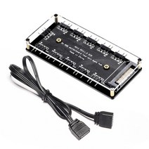 데스크탑 컴퓨터 ARGB 팬 허브 케이스 케이블 5V 3PIN PC 쿨러 분배기 확장기 섀시 4Pin D 유형 전원 포트, 02 10 Ports RGB Fan HUB