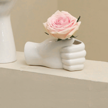여인 얼굴 모양 꽃병 세라믹 화병 손 모양 도자기 화병 인테리어 오브제 동양꽃꽂이 vase, 꽃을 든 손(소)