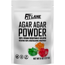 Fit Lane Vegan Gelatin Agar Agar Powder 핏레인 비건 젤라틴 아가아가 파우더 우뭇가사리 한천 분말 가루 8oz(227g), 1개