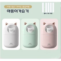 야옹이 가습기 애완 고양이 300ml 대용량 미니가습기 USB 가습기 무드등 필터 5개포함 KC인증, 화이트