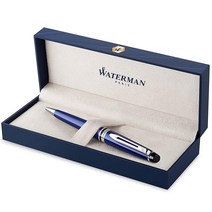 워터맨Waterman Expert 볼펜 크롬 트림 포함 블루 리필이 있는 미디엄 포인트 선물 상자